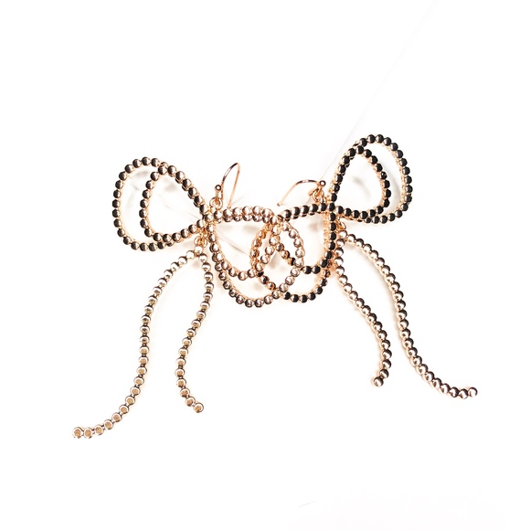 Riya Gold Holiday Bow Statement Earrings Gift Ref - Picture 4 of 6